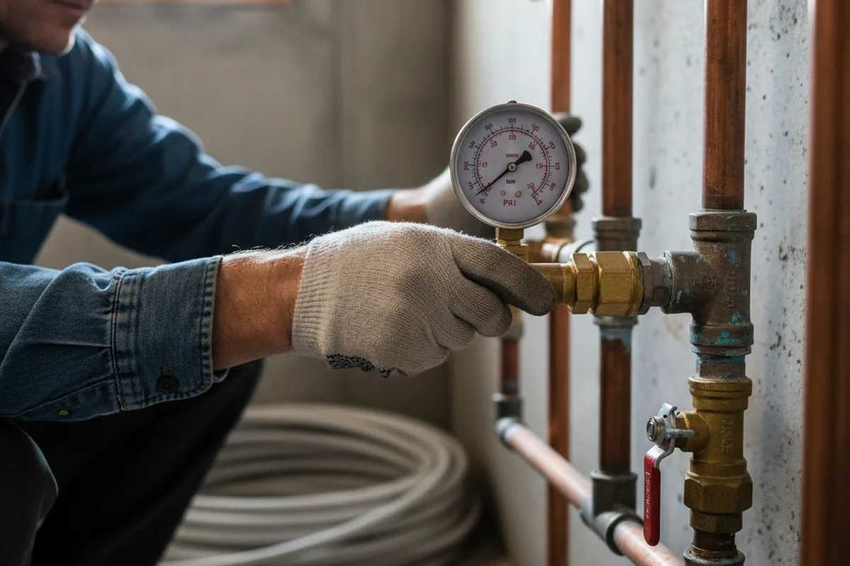 Pressure testing a repaired line during Water Line Repair in Jordanville